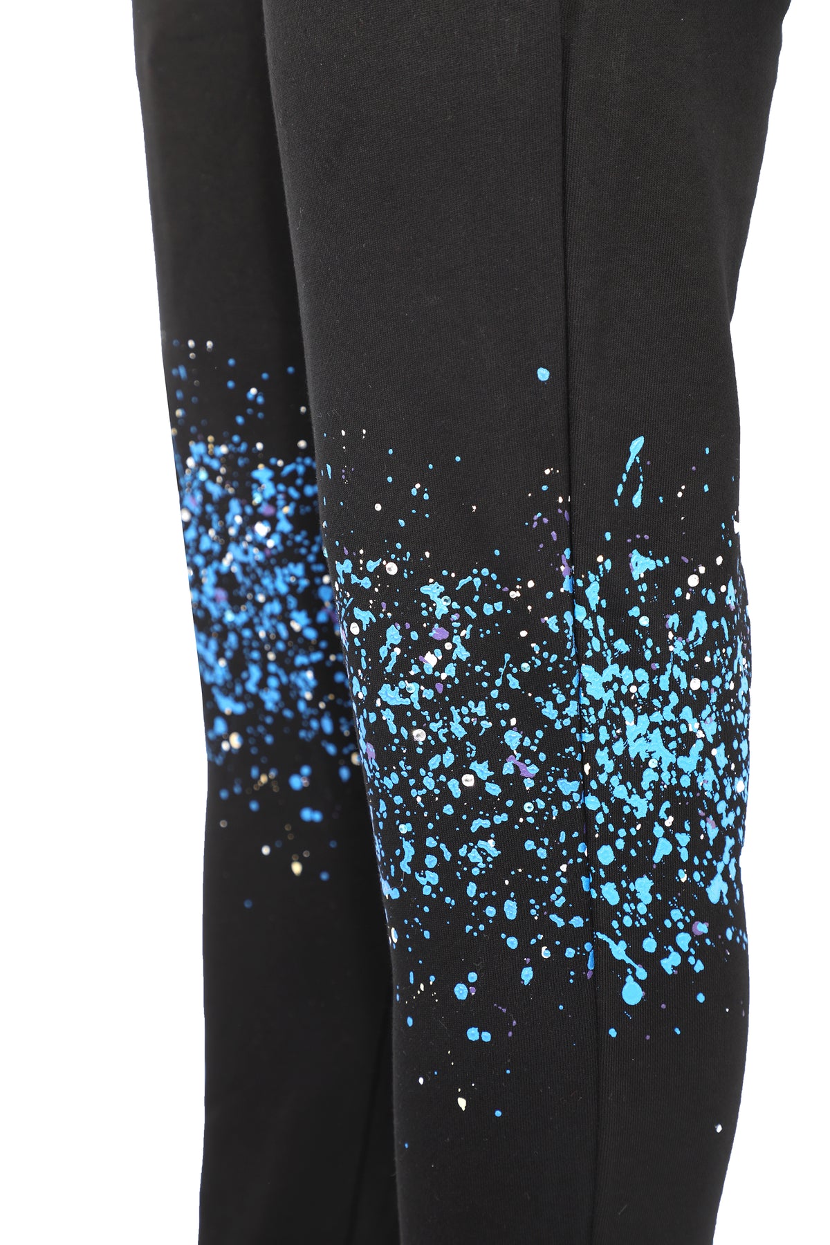PAINT AND CRYSTALS SPLATTERED SWEATPANTS - BLACK