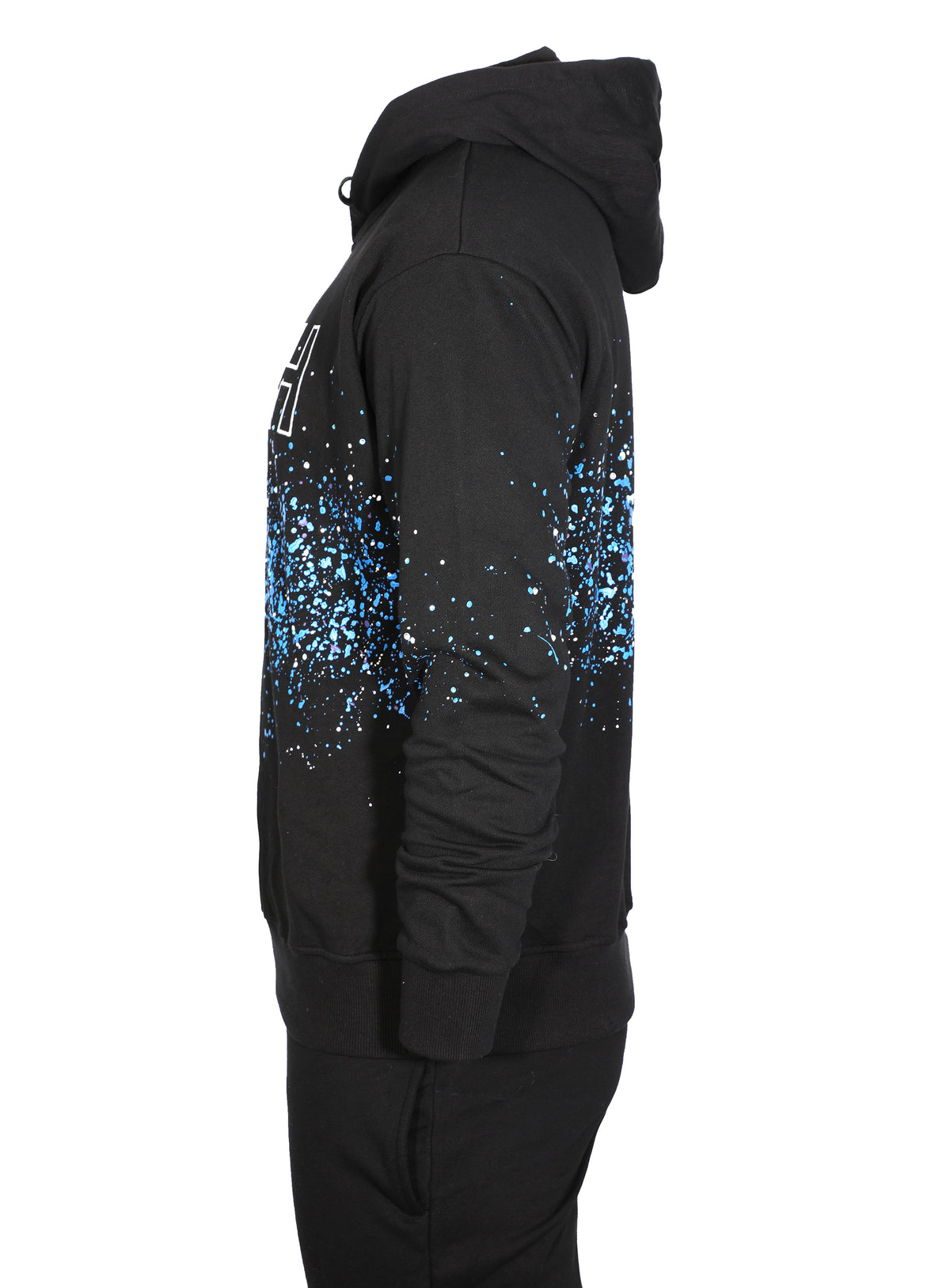 PAINT AND CRYSTALS SPLATTERED HOODIE - BLACK