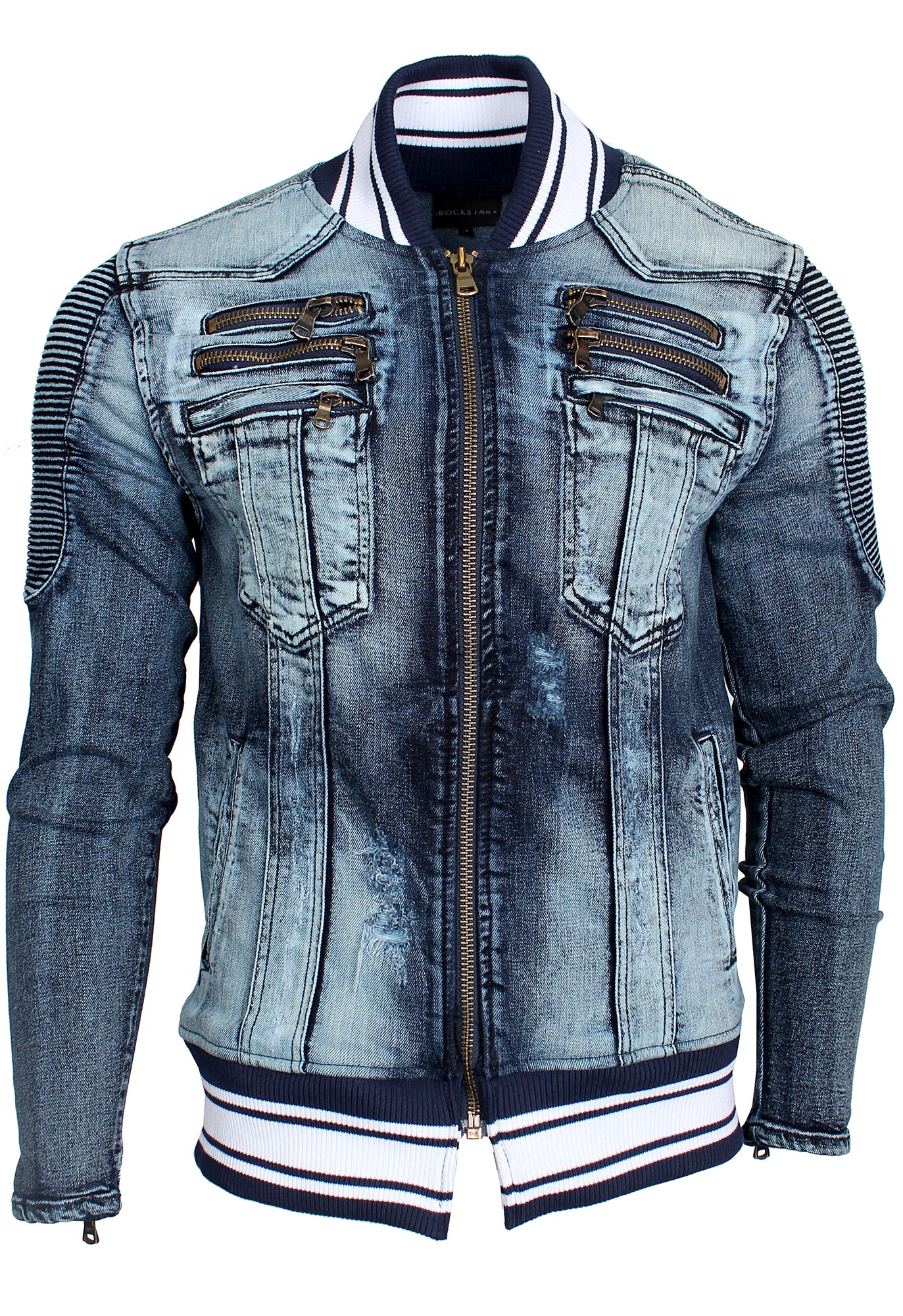 Rockstar Zen biker jeans in light blue wash — alternate view 4