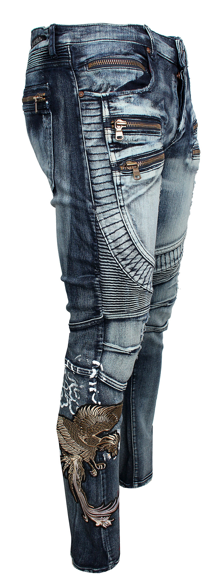 Rockstar Zen biker jeans in light blue wash — alternate view 2