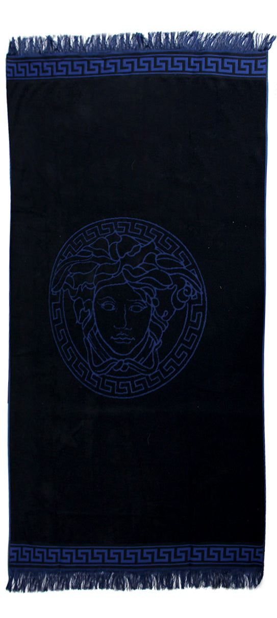 Versace Embroidered Medusa Towel in blue/black – view 2 of 2