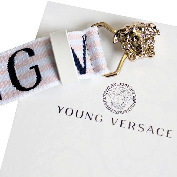 Girls Elastic Stripe with Gold Medusa Head-Pink and Blue