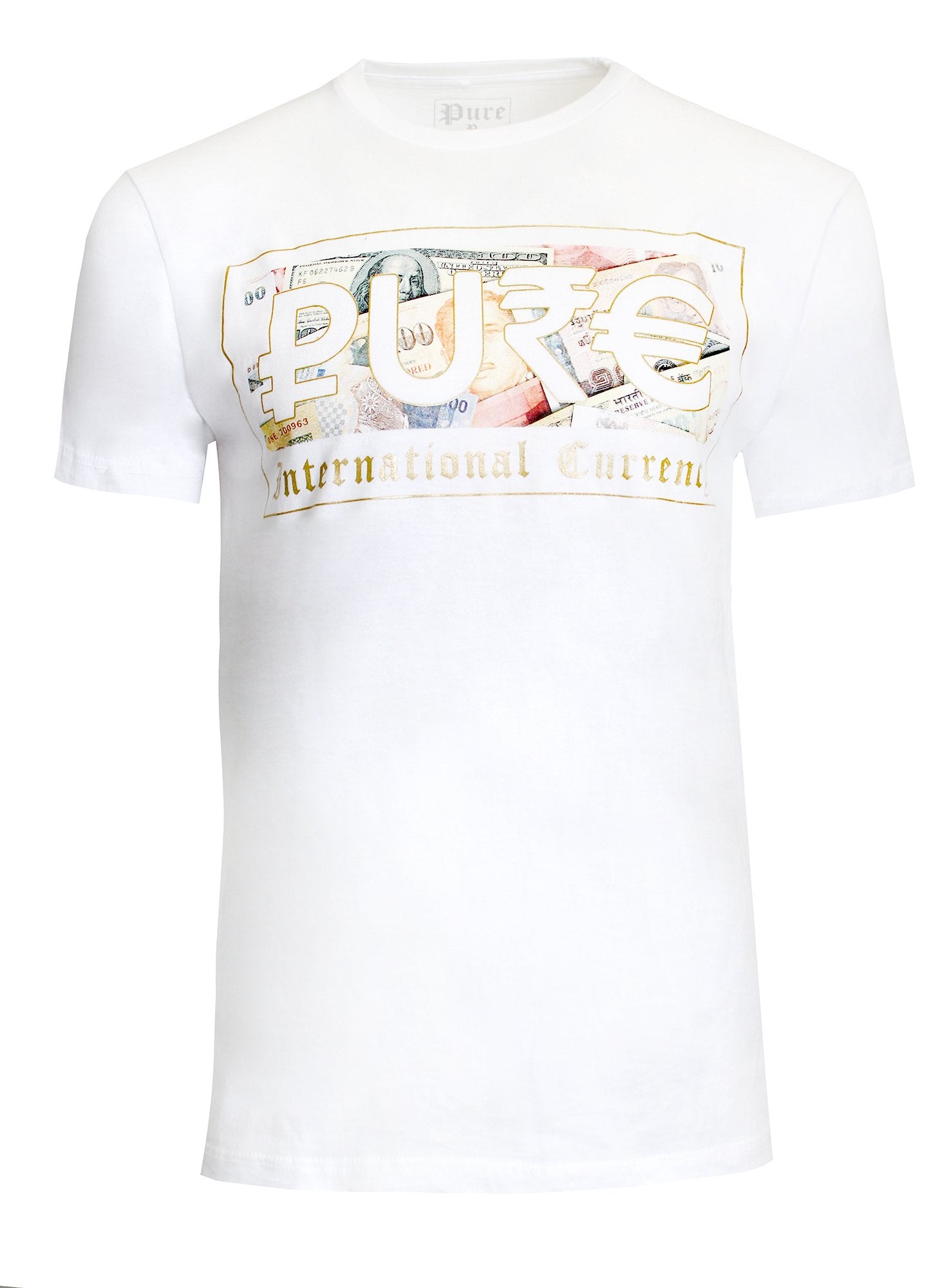 Pure International Currency graphic tee in white