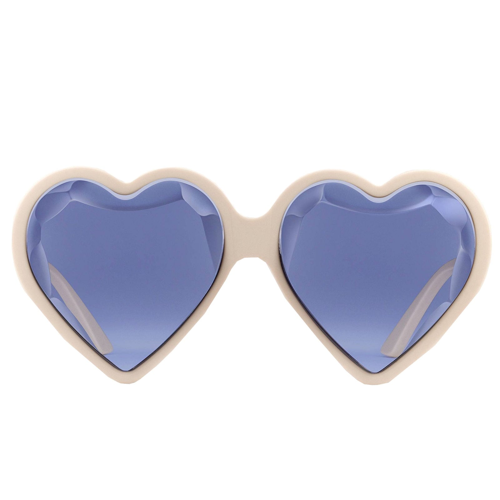 GUCCI heart frame acetate sunglasses in ivory with violet lens