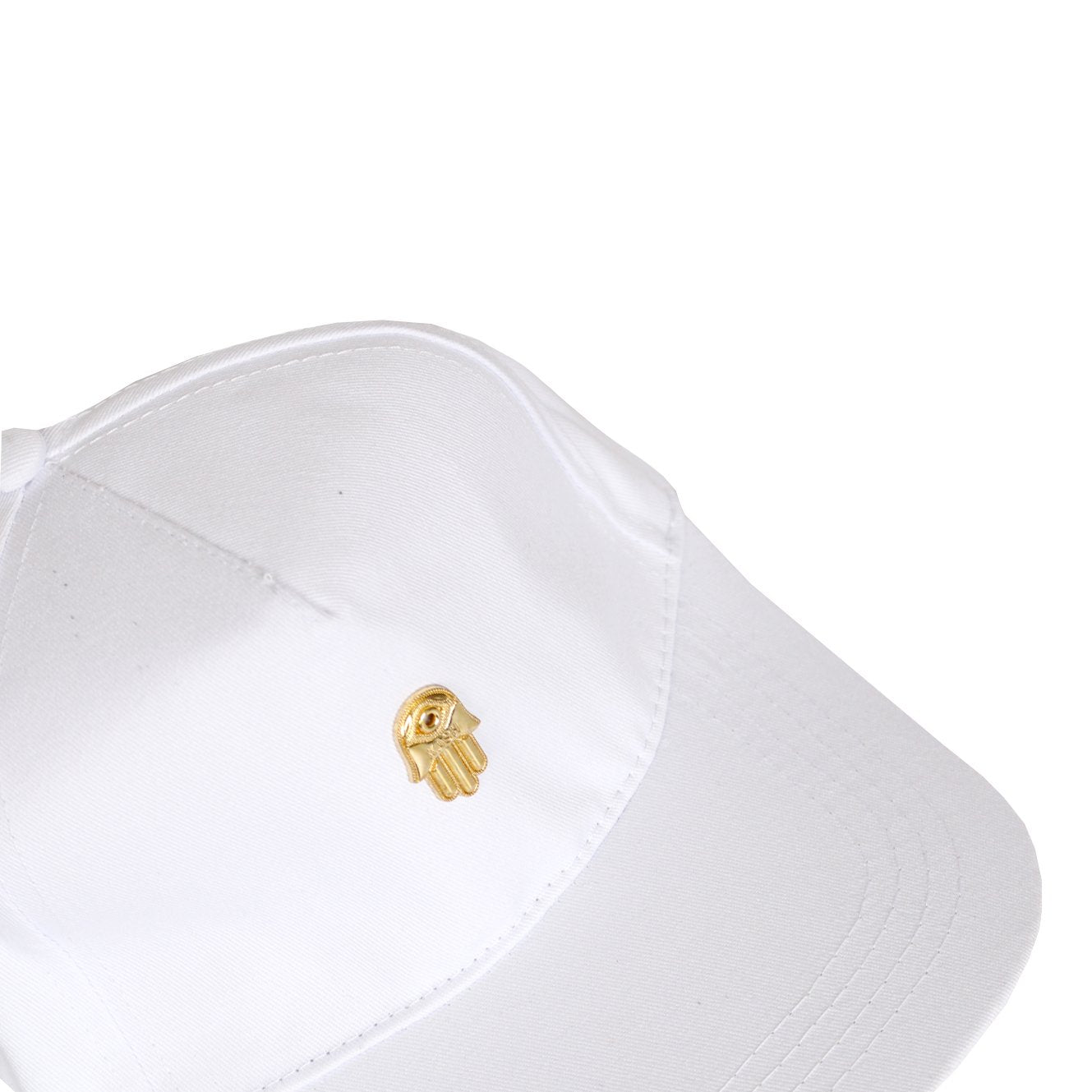 Kash Men's 3D Gold Hamsa Hand Cap in white – view 3 of 3