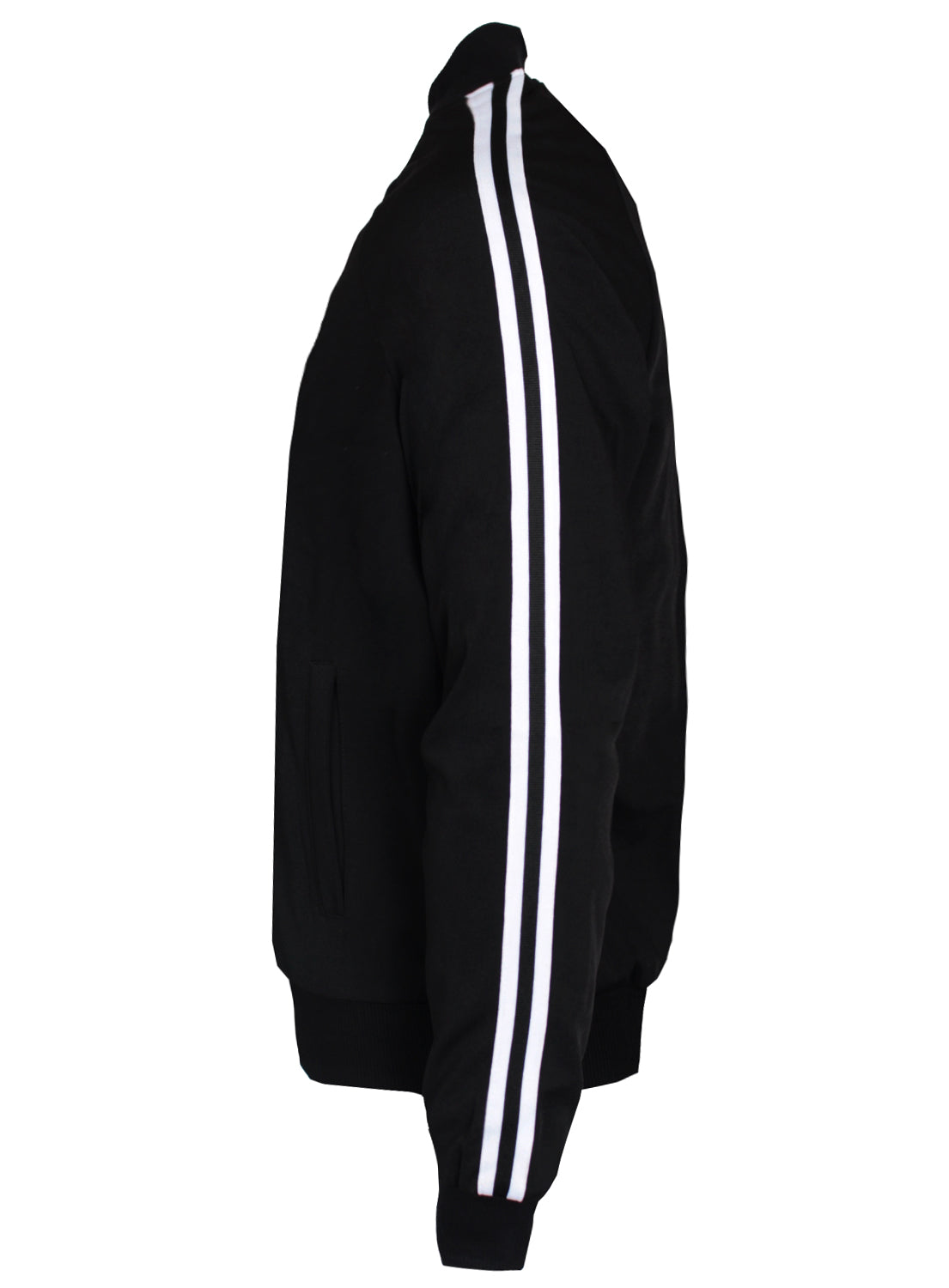 Men's Long Sleeve Track Jacket with Side Stripes-Black