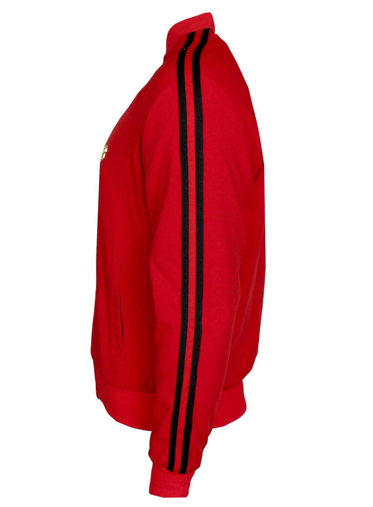 Kash Men's Long Sleeve Track Jacket with Side Stripes in Red – view 1 of 4