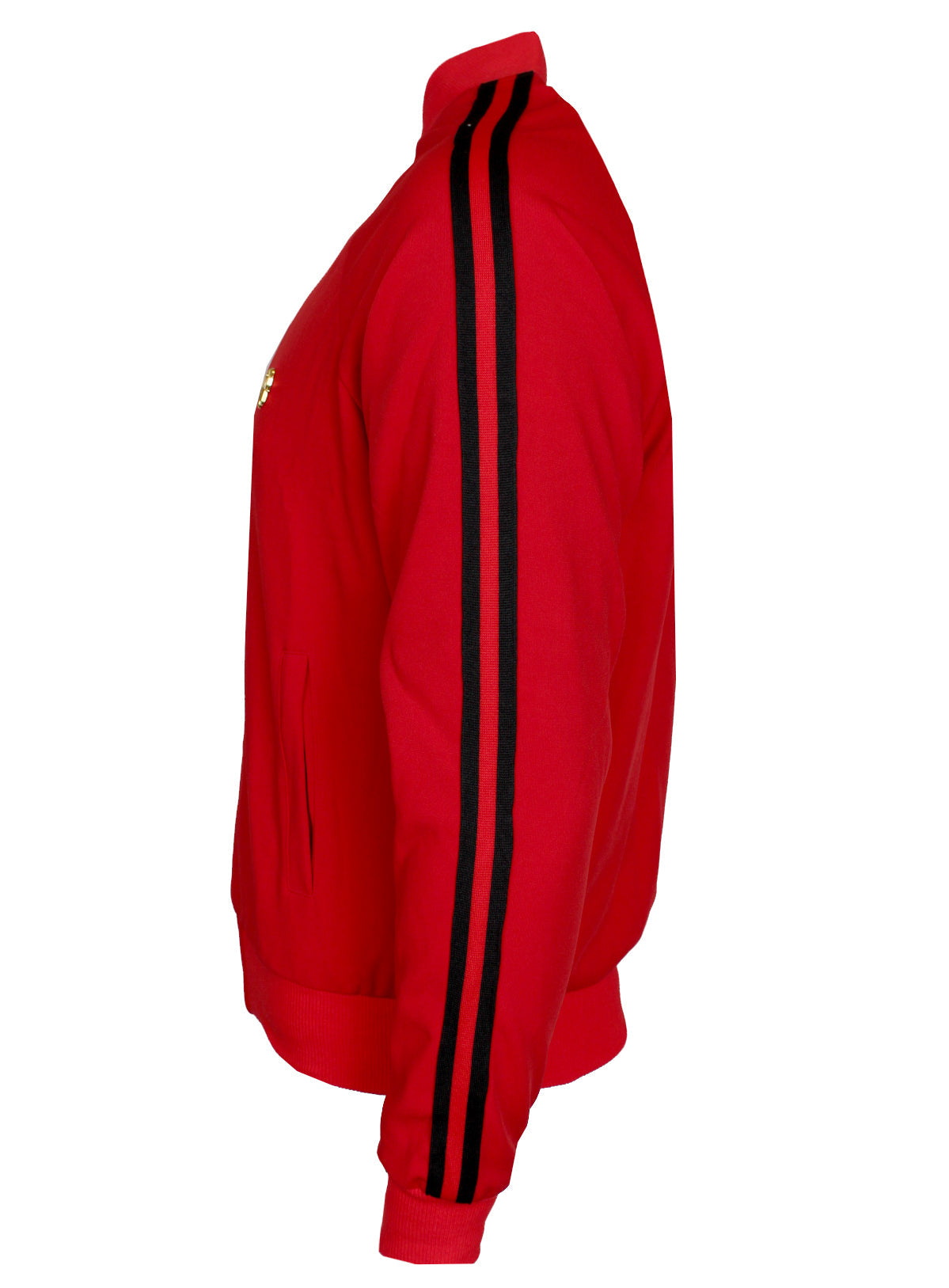 Men's Long Sleeve Track Jacket with Side Stripes-Red