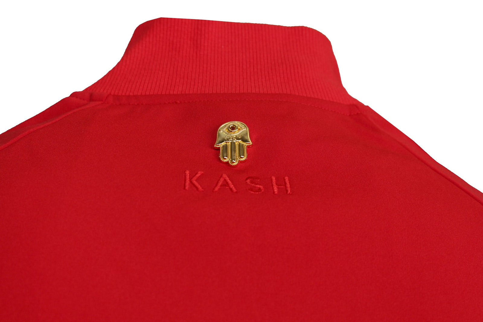 Kash Men's Long Sleeve Track Jacket with Side Stripes in Red – view 3 of 4