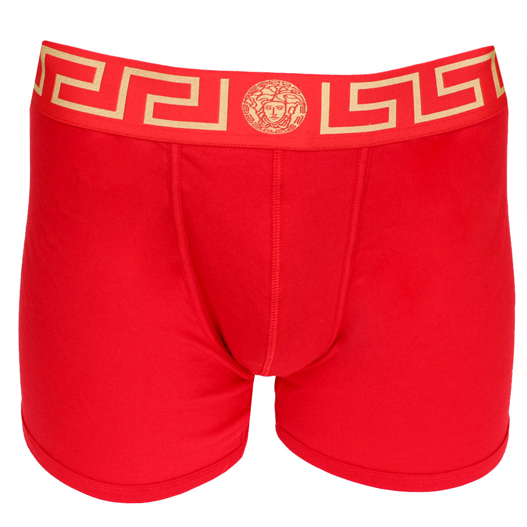 Versace Underwear Long Trunk W/Greca Border |Red and Gold