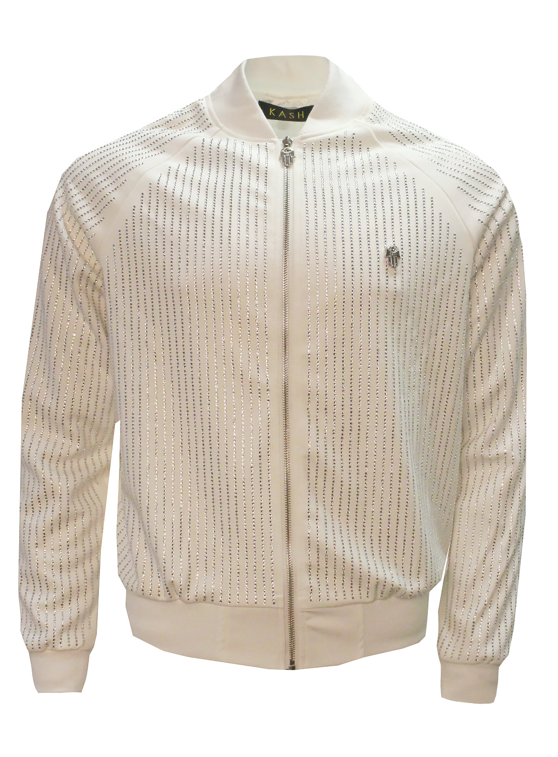 Men's Long Sleeve Diamond Jacket-White/Clear
