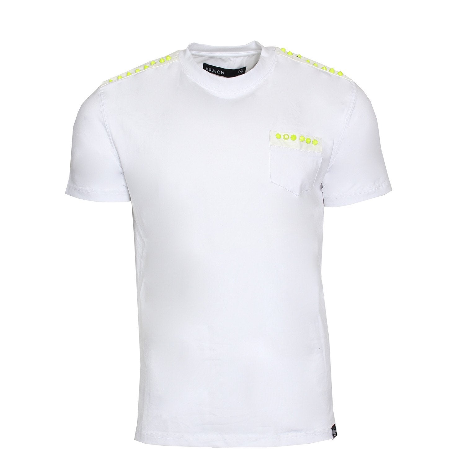 Hudson lime green studded tee in white