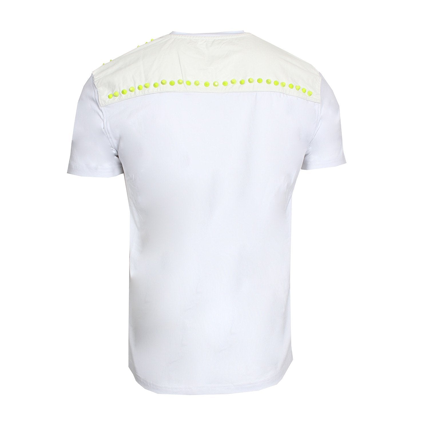 Hudson lime green studded tee in white — alternate view