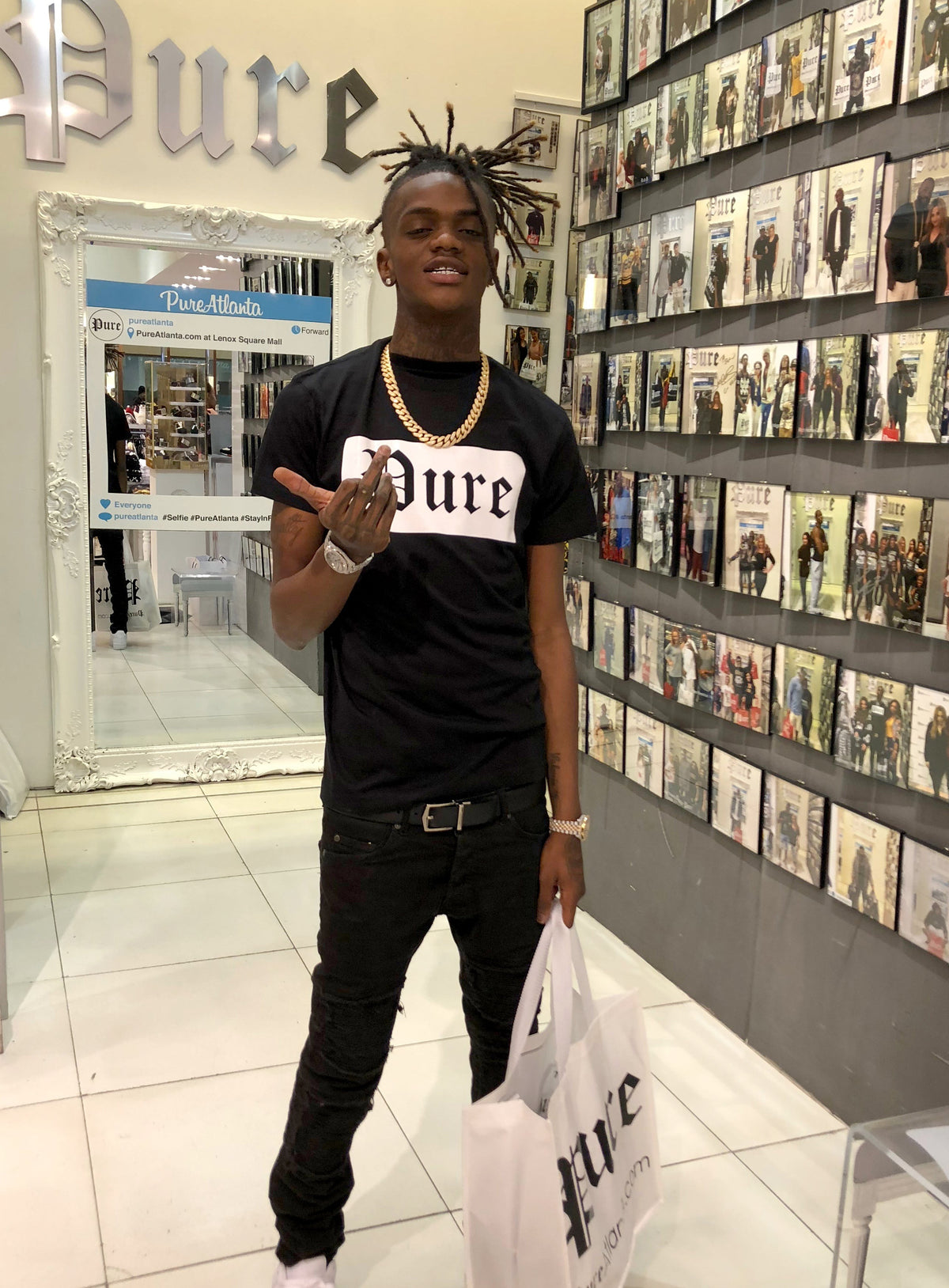 PURE BLOCK LOGO STRETCH - BLACK/WHITE