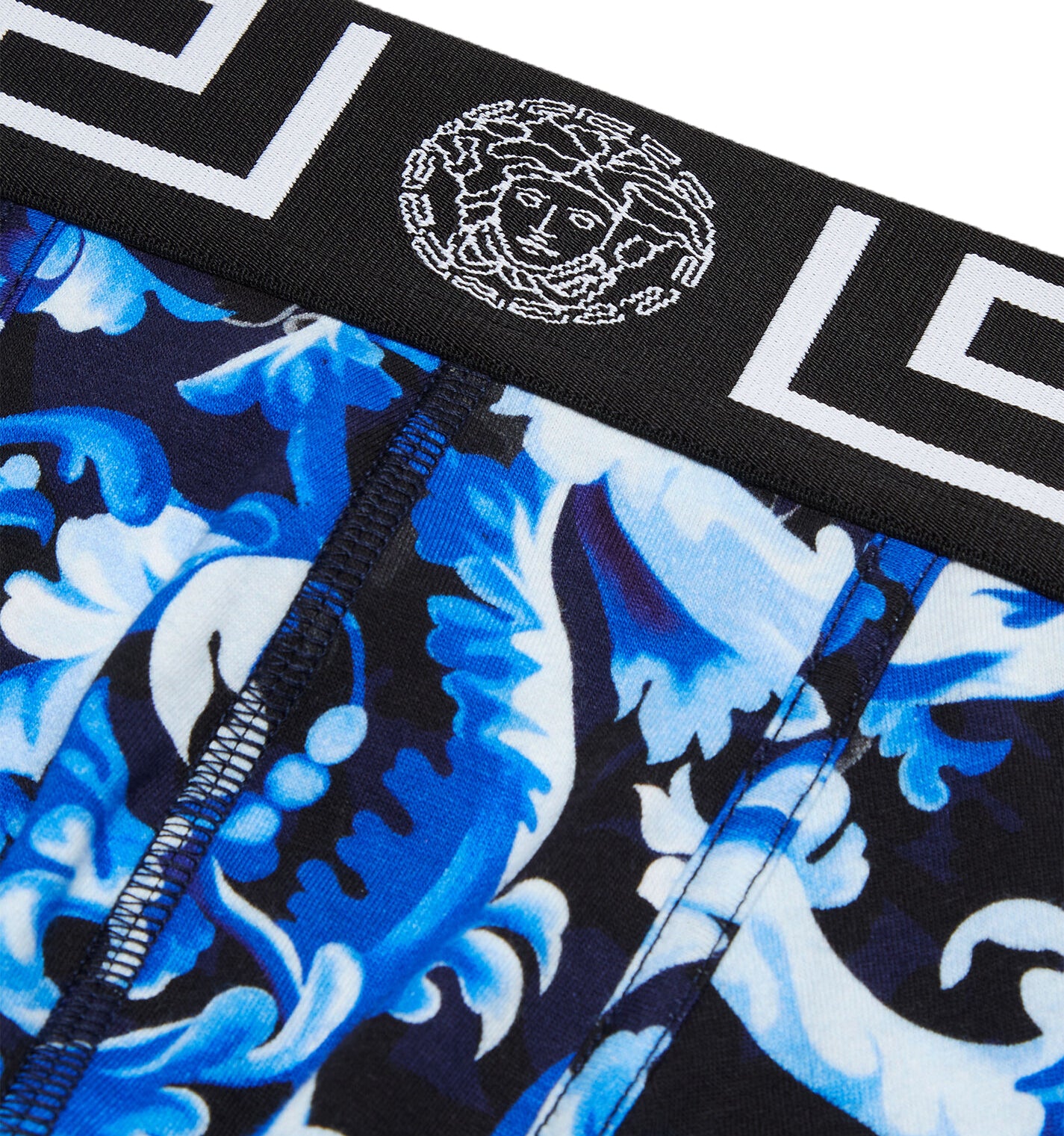 Versace Blue Barocco Print Low Rise Trunks — alternate view 2