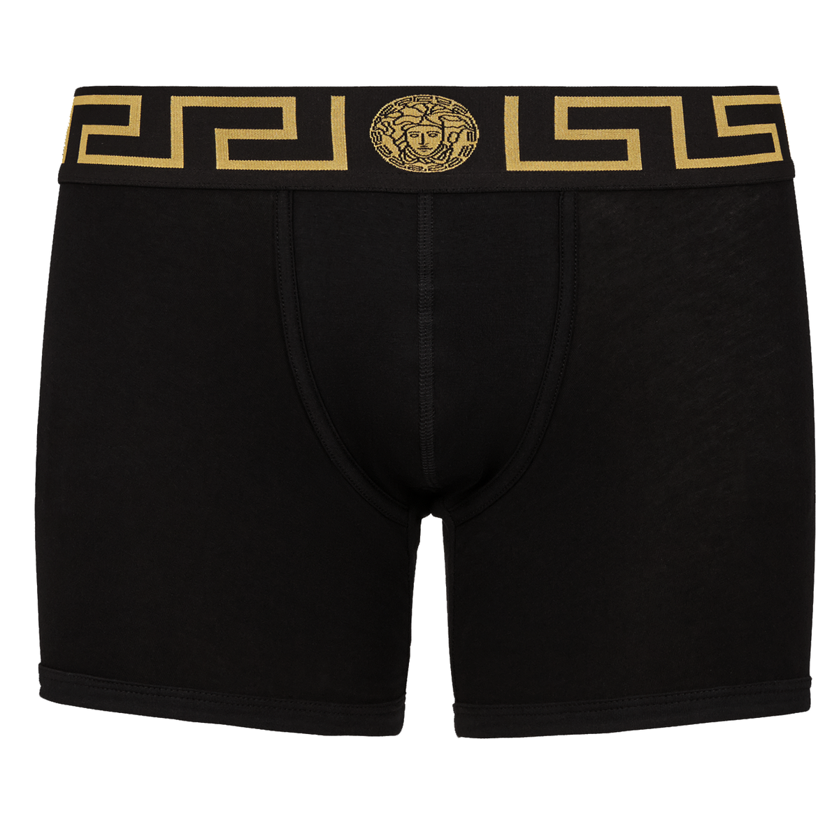 Versace Underwear Long Trunk W/Greca Border - Black/Gold