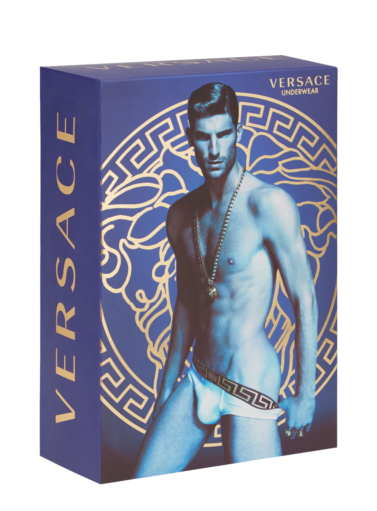 Versace Underwear Long Trunk W/Greca Border |Red and Gold