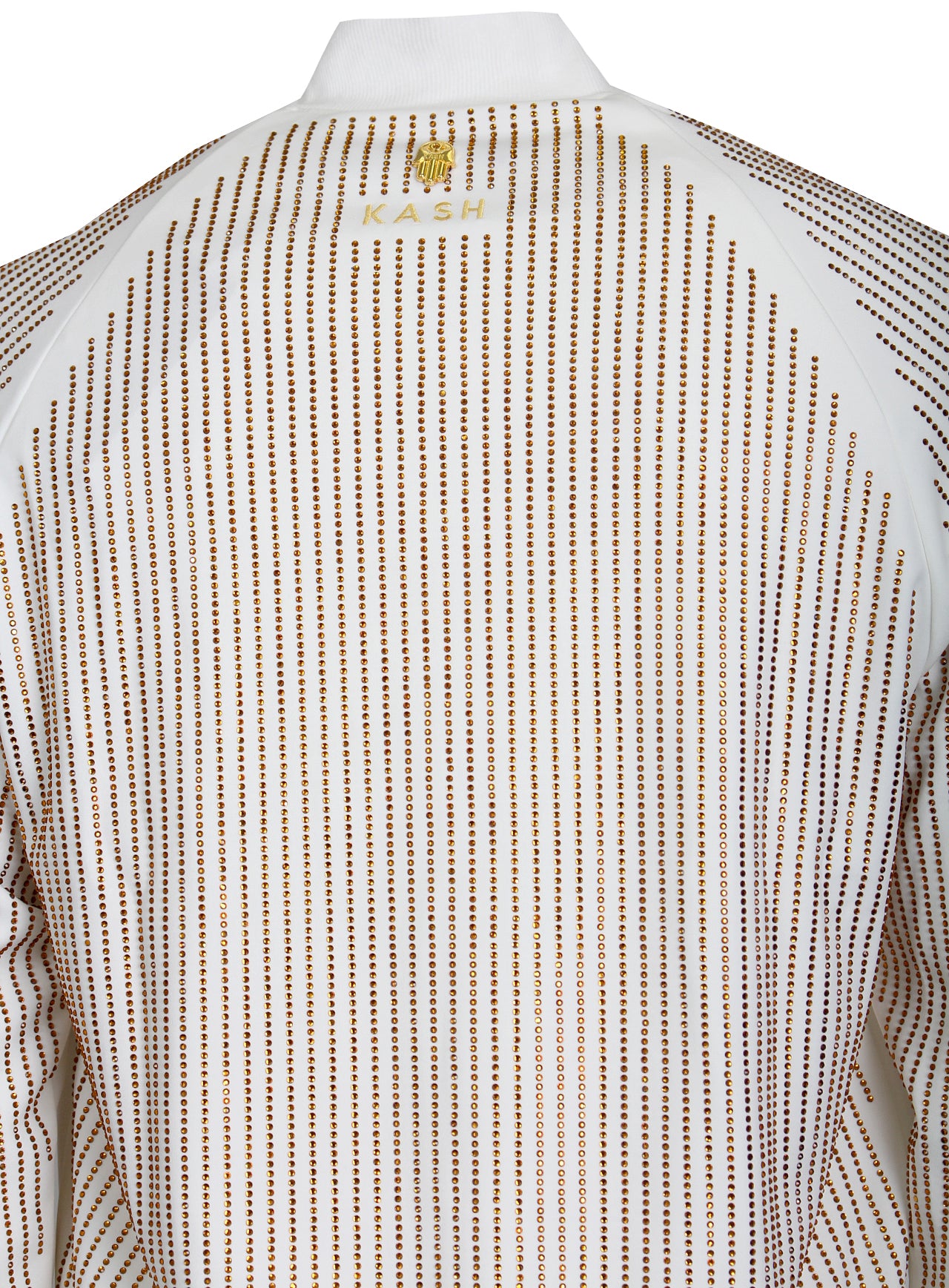 Men's Long Sleeve Gold Crystals Jacket-White/Gold