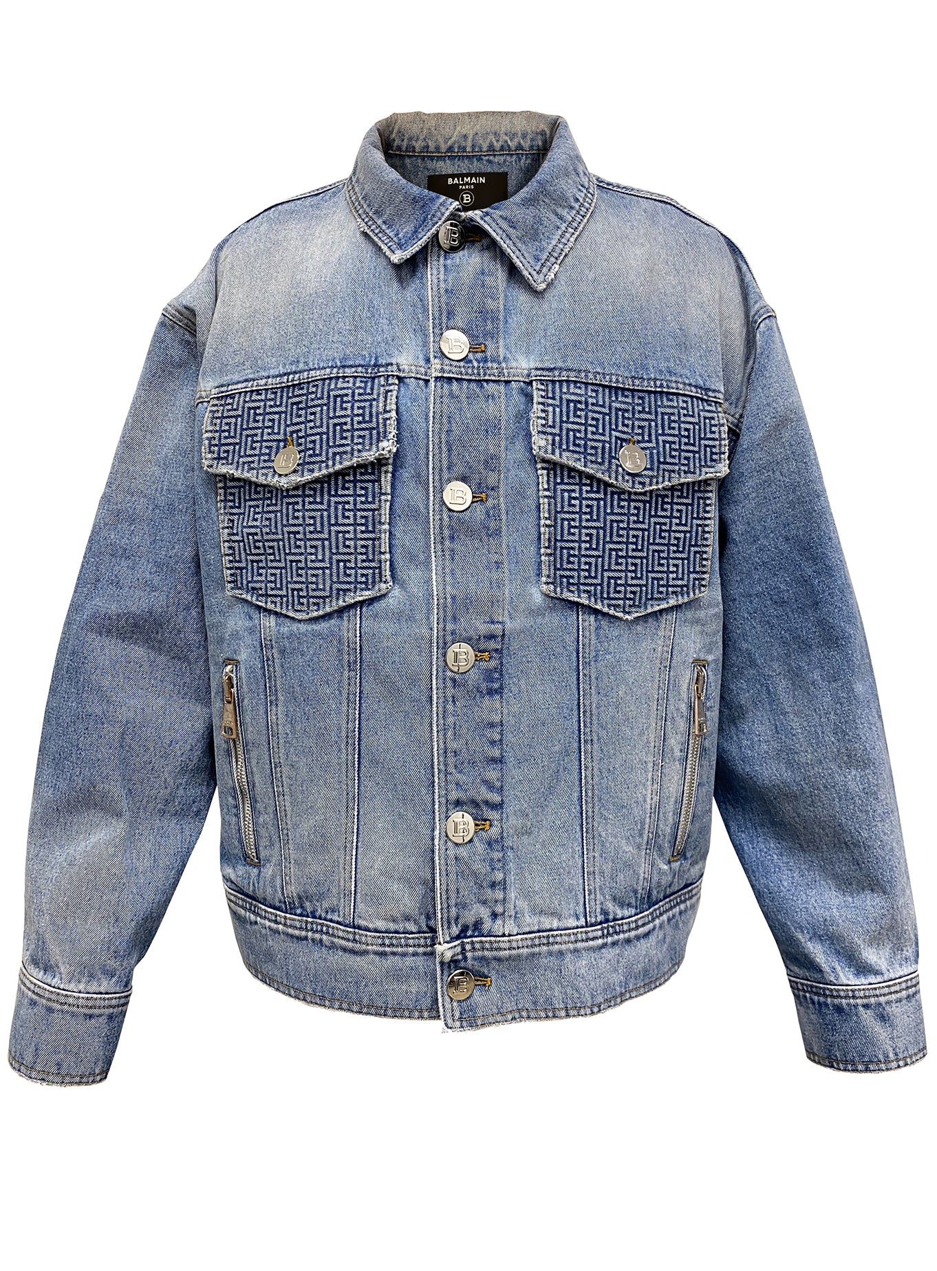 Balmain Monogram Denim Jacket in blue – view 1 of 2