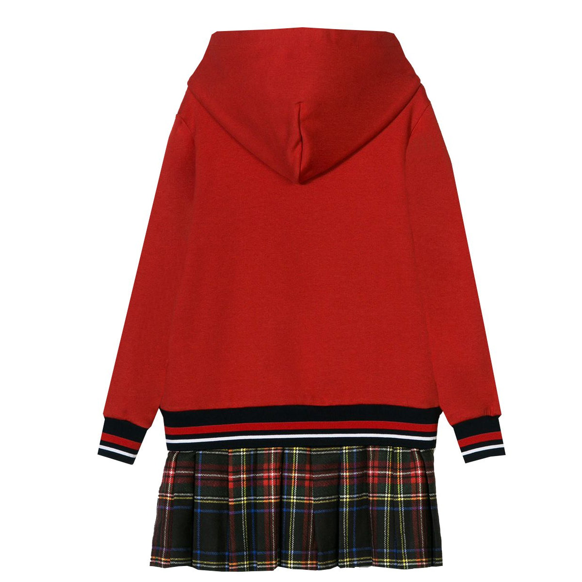 Kids-Girls Back to School Long Sleeve Dress-Red and Black