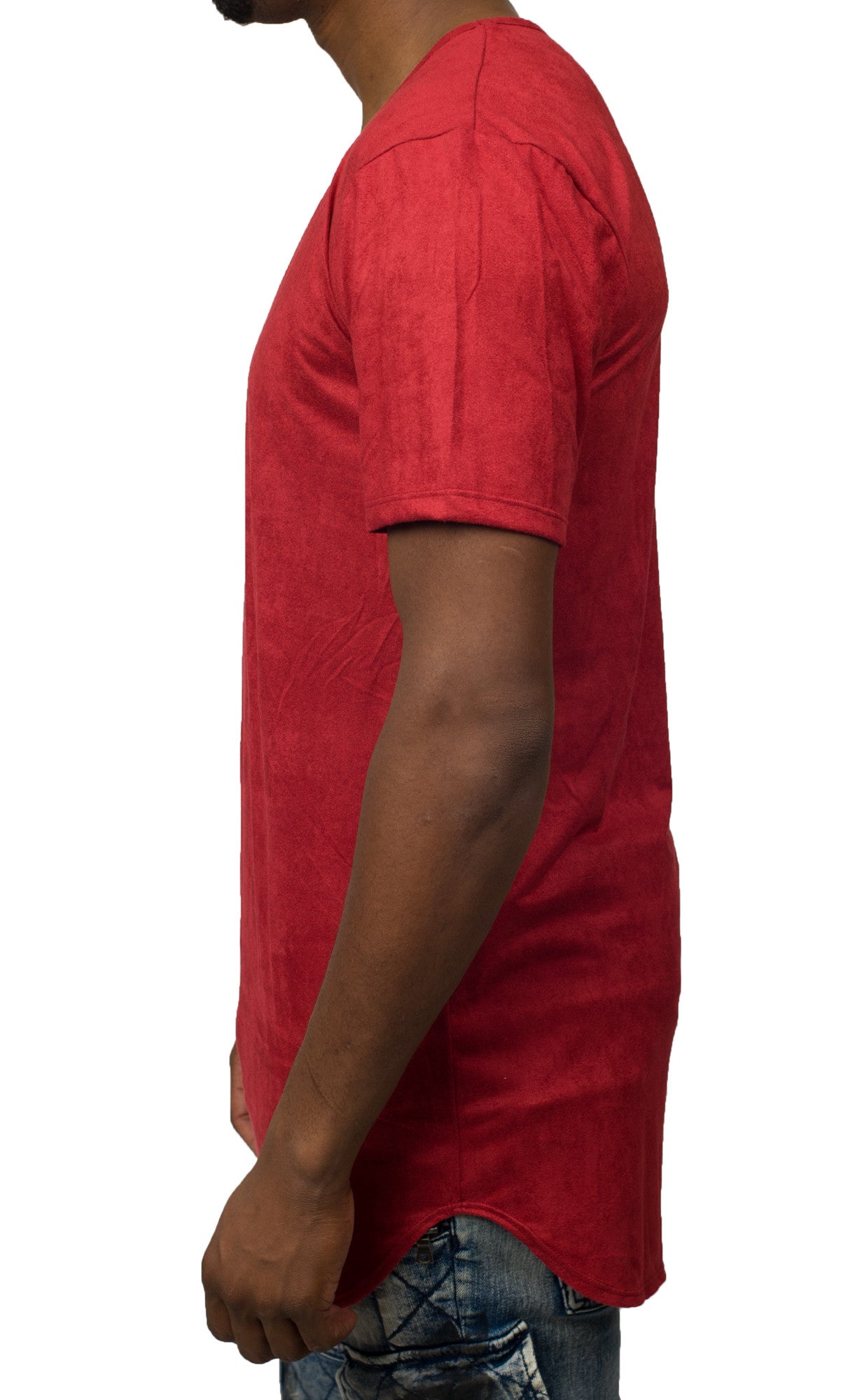 Kash Elongated Stretch Suede Tunic in red – view 2 of 3