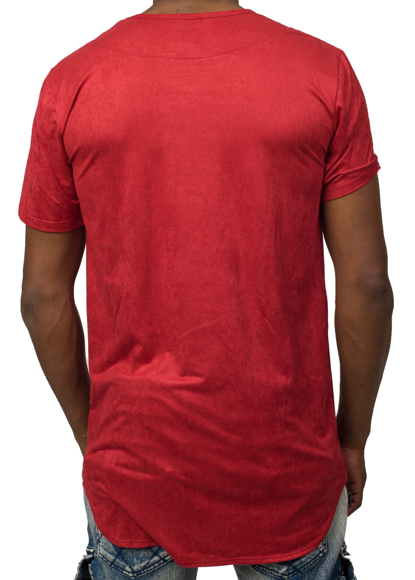 Kash Elongated Stretch Suede Tunic in red – view 3 of 3