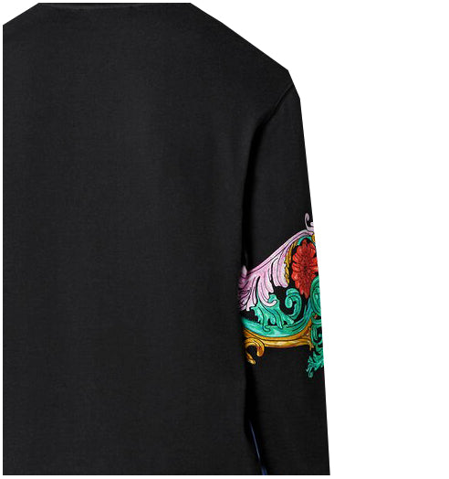 SUN FLOWER GARLAND PRINT SWEATSHIRT-BLACK