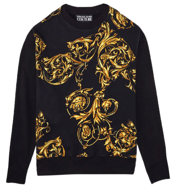 ALL OVER GARLAND PRINT SWEATSHIRT-BLACK AND GOLD
