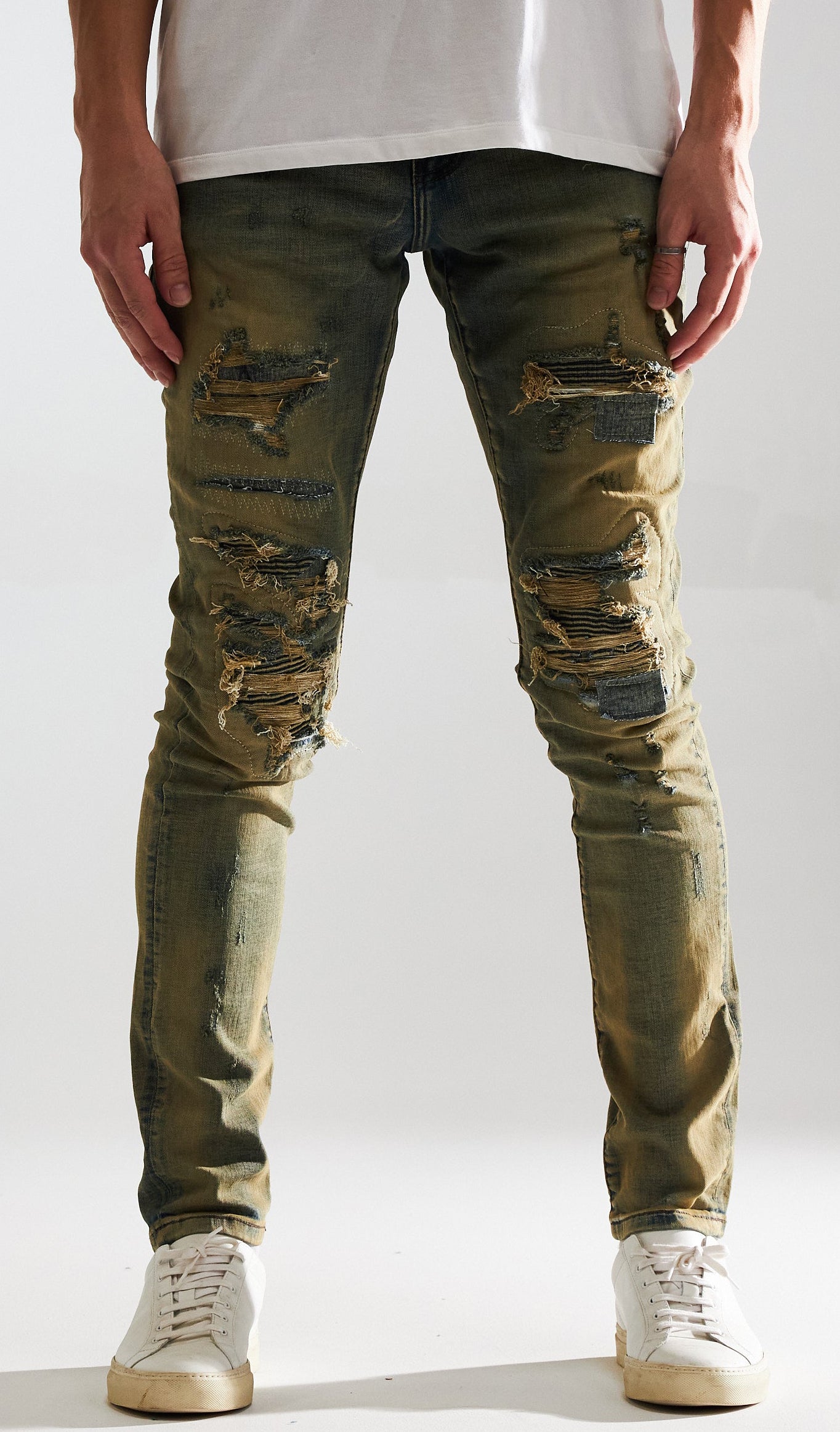 Embellish Trevino Rip and Repair Jeans in Light Blue – view 1 of 3