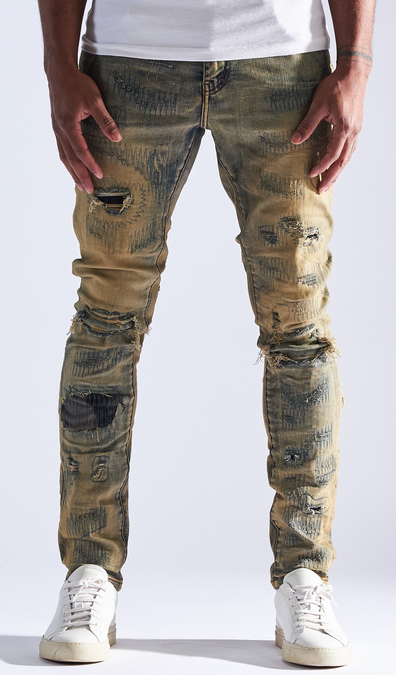 Embellish Bertha Denim in sand – view 1 of 2