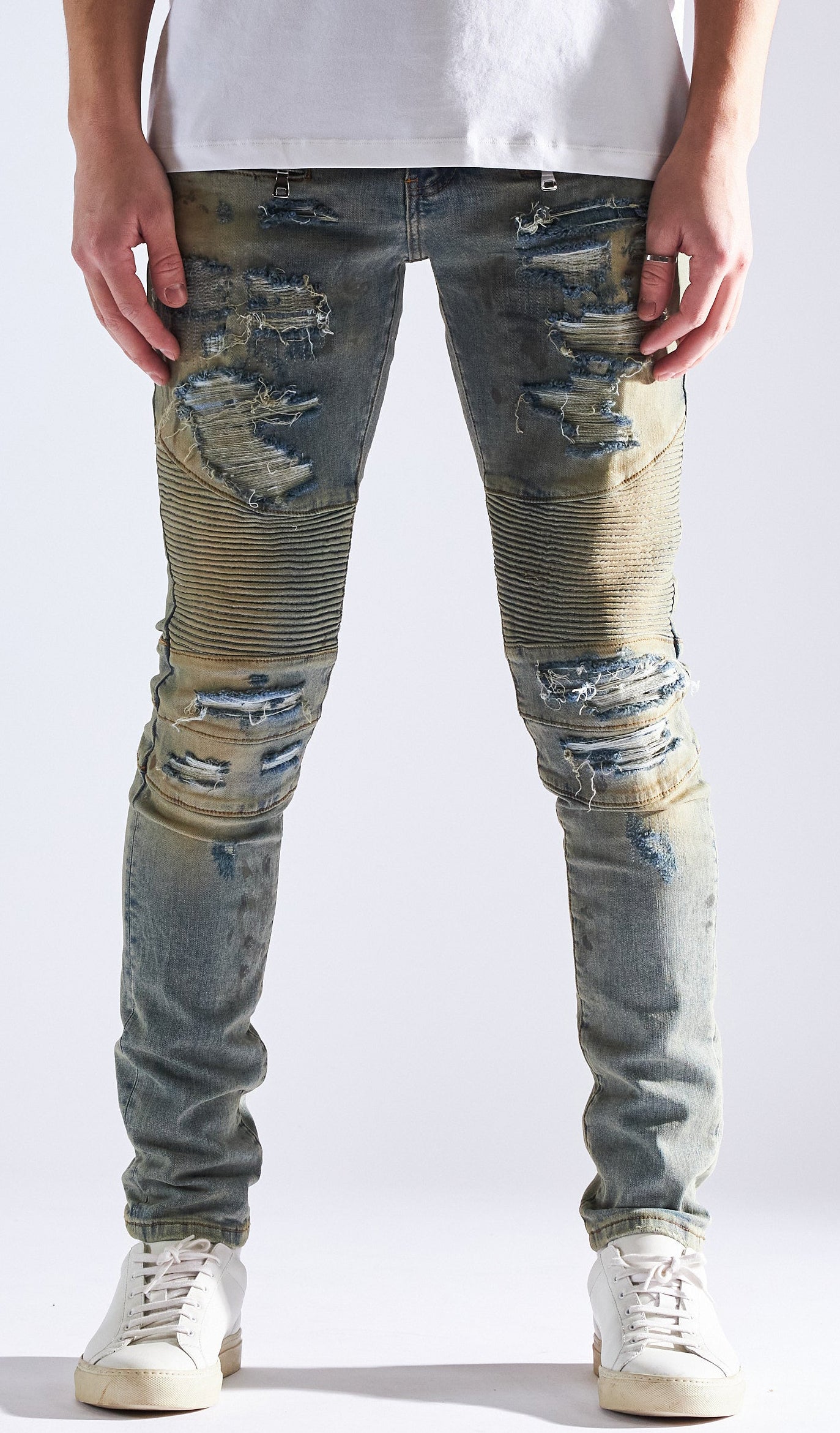 Embellish Fash Biker skinny Jeans in blue – view 1 of 2