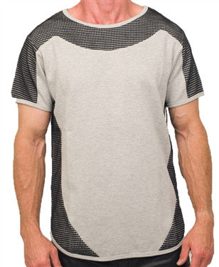 Double Knitted Mesh Tee in grey with black mesh – view 1 of 3