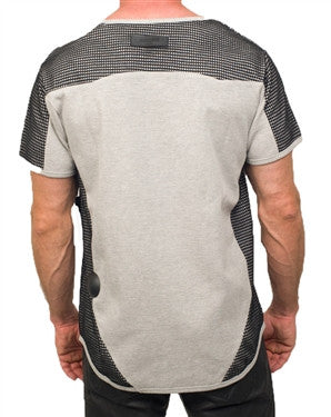 Double Knitted Mesh Tee in grey with black mesh – view 3 of 3