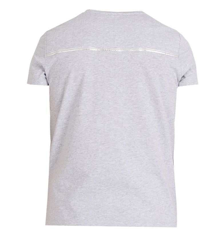 Balmain Foil Quilted Shoulders T-Shirt - Grey