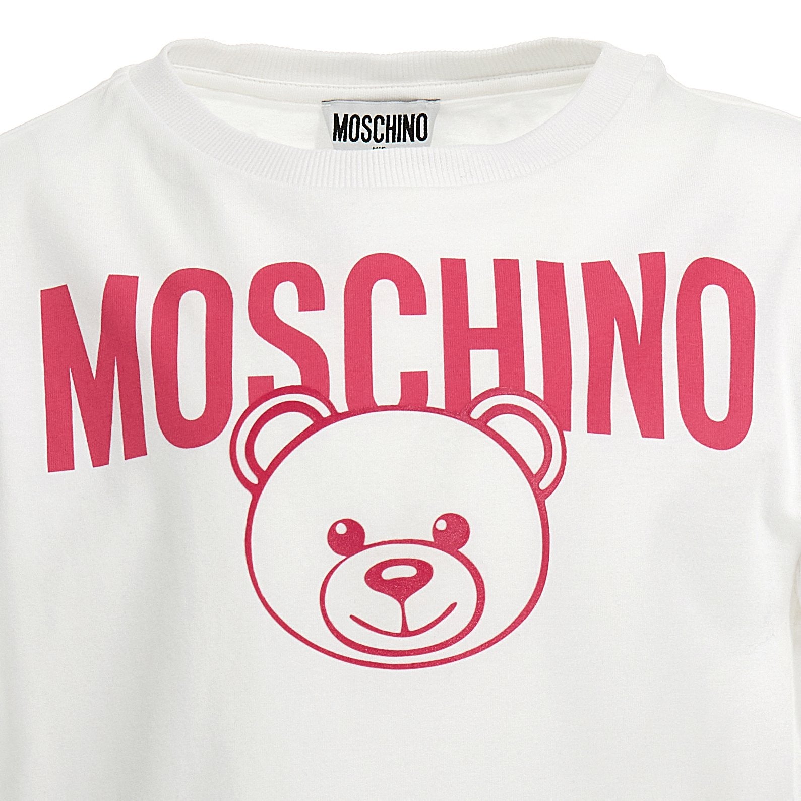 Moschino Kids Girls Maxi Tee and Leggings Set with Bear Print in white and pink — alternate view 2
