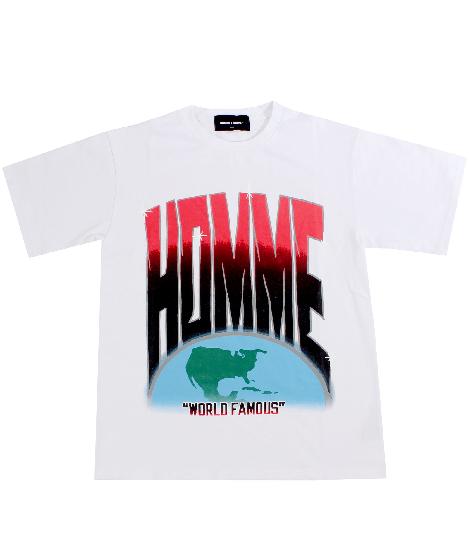 Homme + Femme white Atmosphere tee, front, alternate view