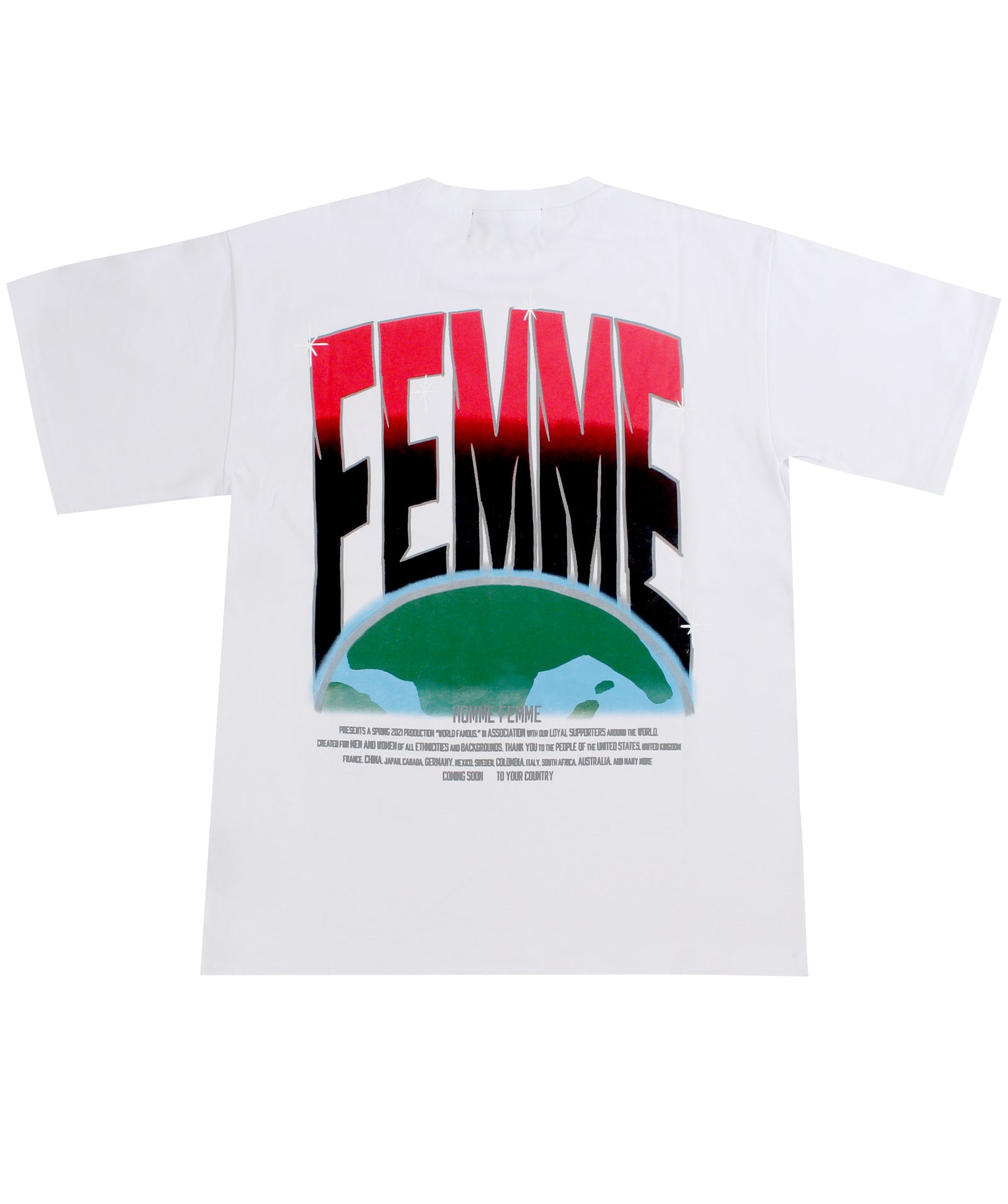 Homme + Femme white Atmosphere tee, back, alternate view