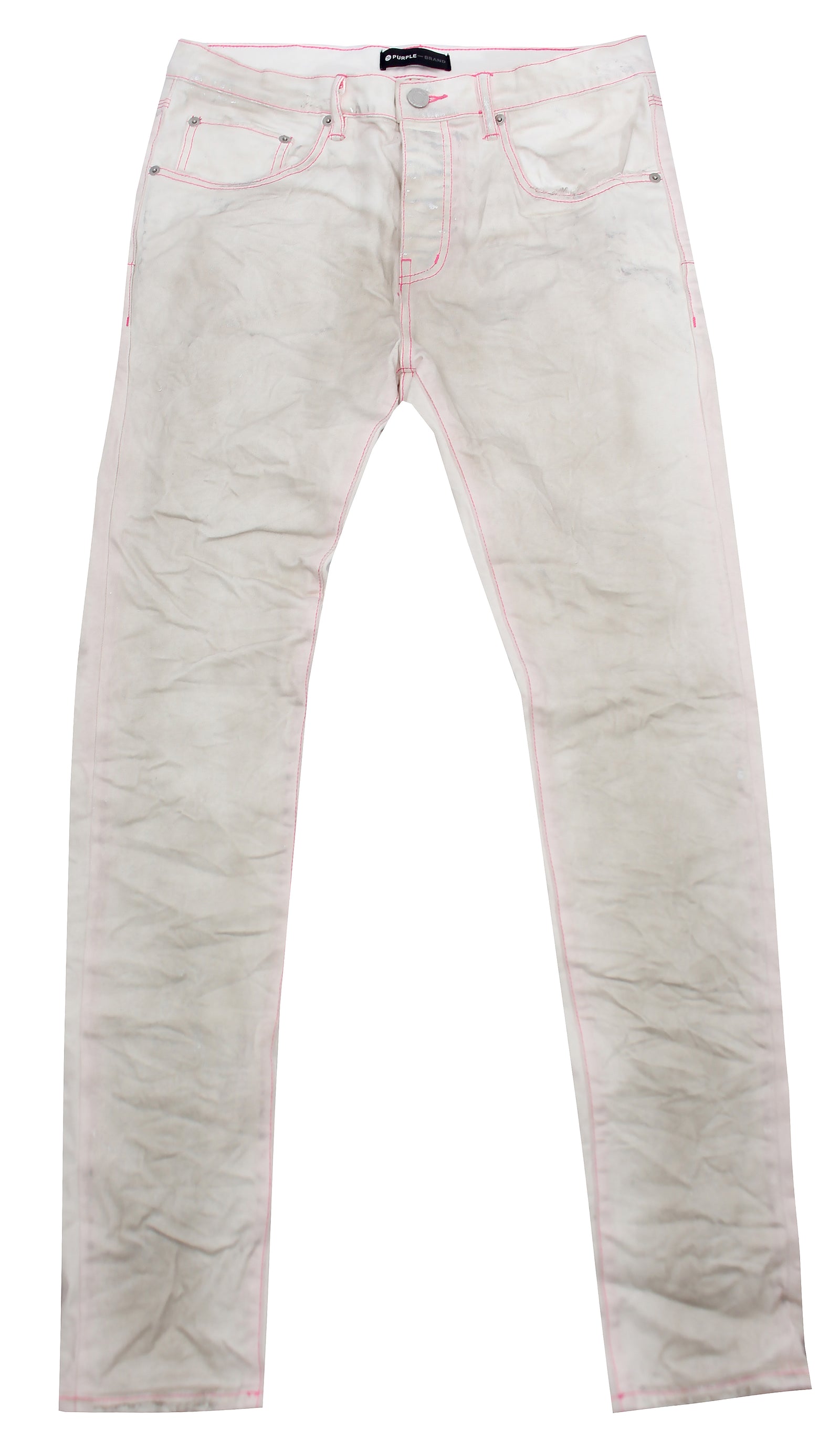 Purple Brand Denim in white with neon pink stitching – view 1 of 2