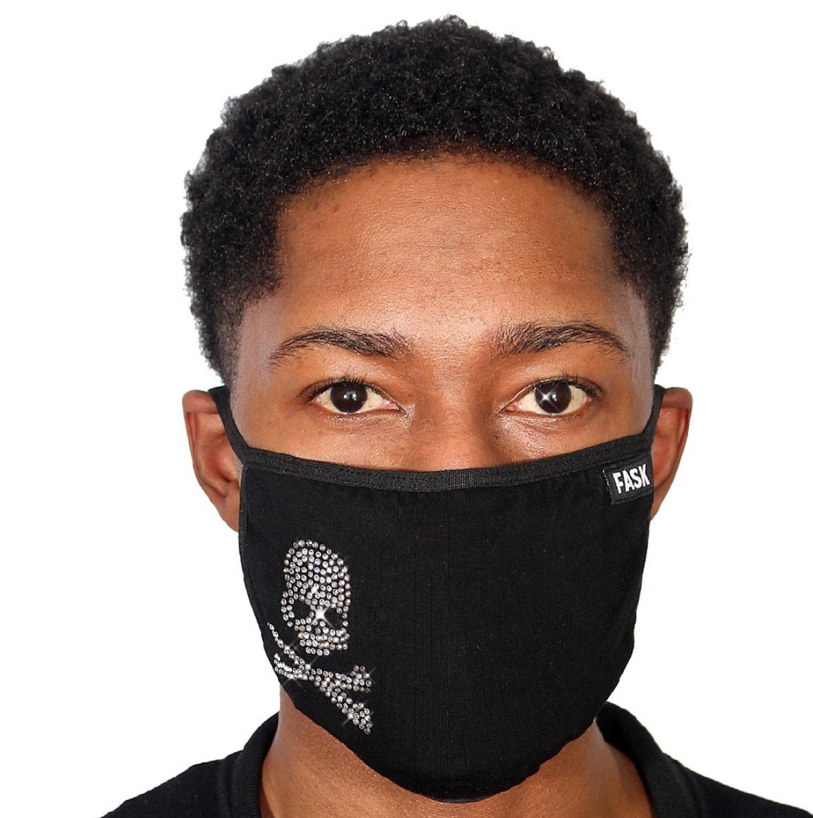 FASK Skull Cotton 2.0 Stoned Mask with Interchangeable Filter and Adjustable Size Strap-Black