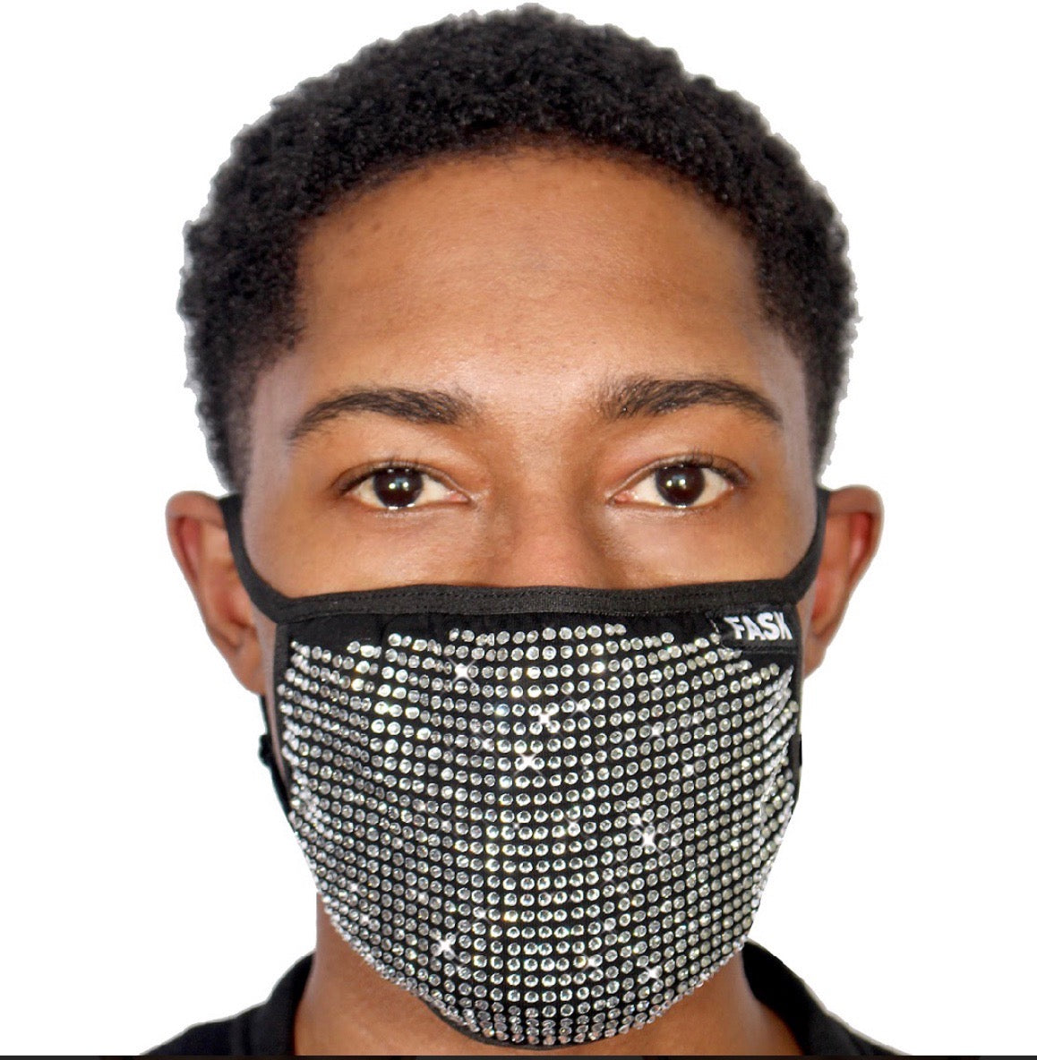 FASK Full Stoned Cotton 2.0 Stoned Mask with Interchangeable Filter and Adjustable Size Strap-Black