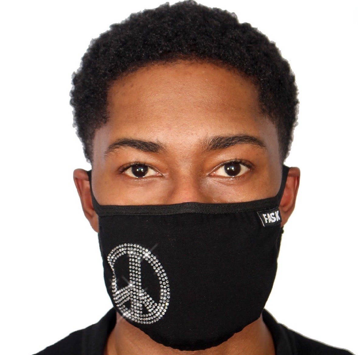 FASK Peace Cotton 2.0 Stoned Mask with Interchangeable Filter and Adjustable Size Strap-Black