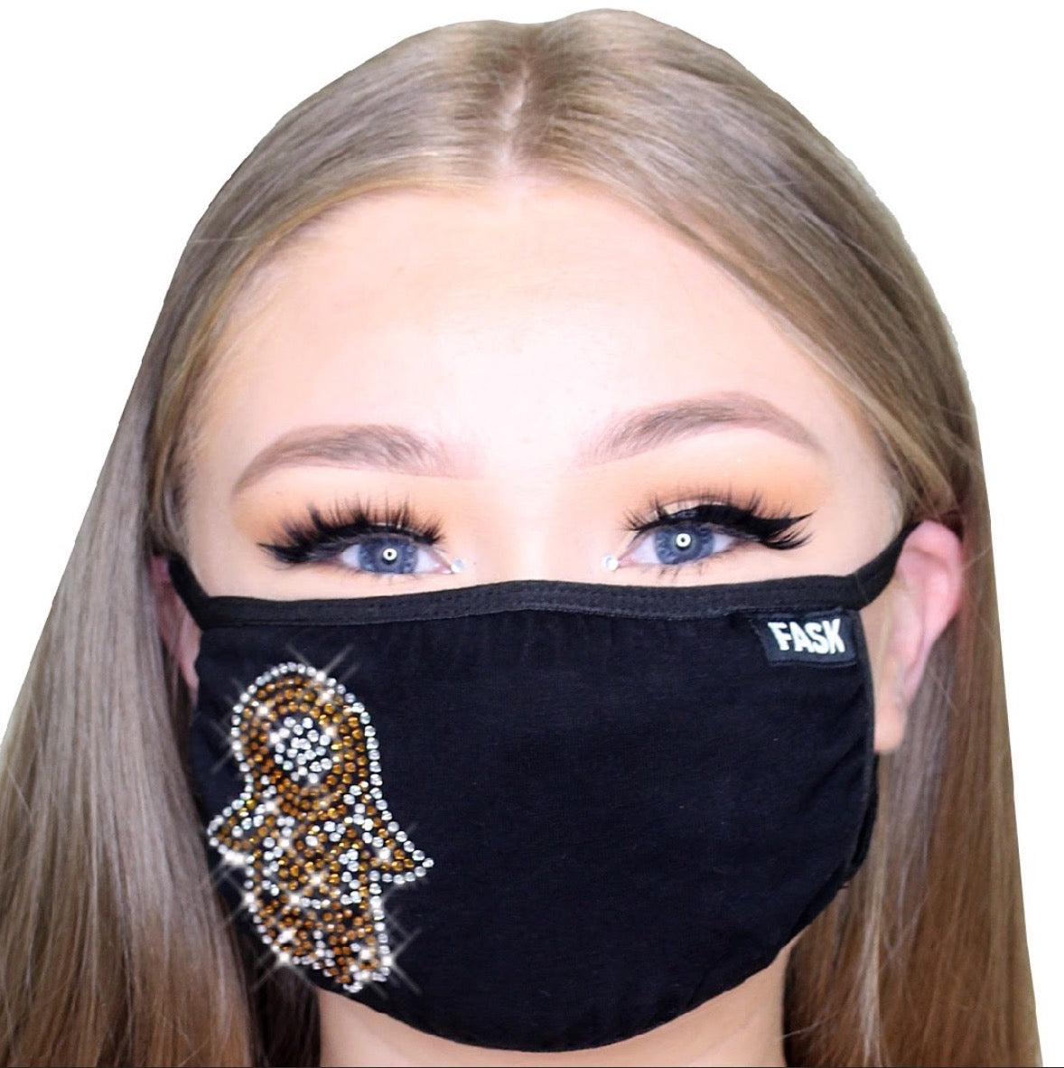 FASK Hamsa Cotton 2.0 Stoned Mask with Interchangeable Filter and Adjustable Size Strap