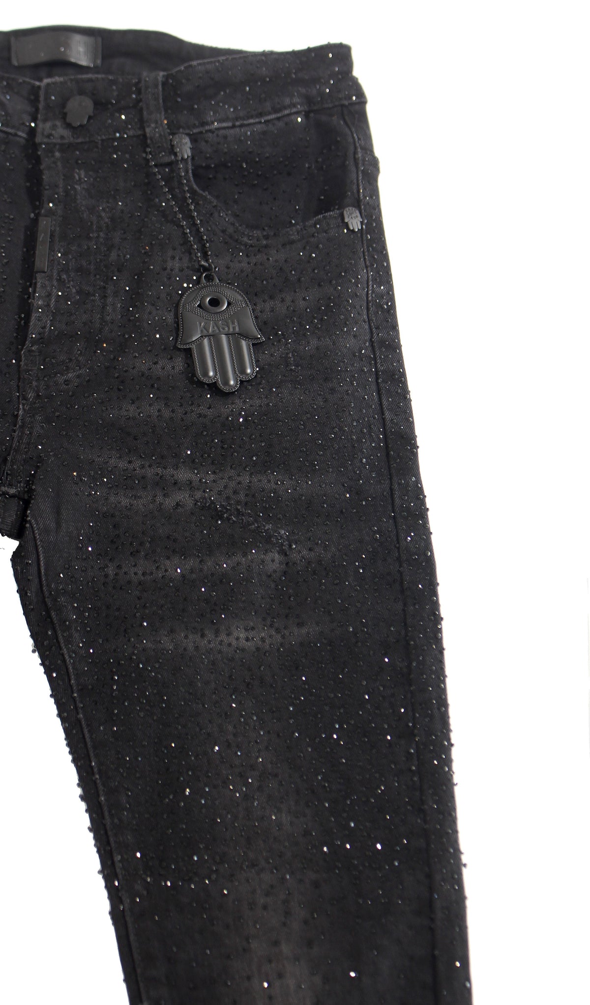 Kash Slim Fit Black Denim w/black crystals
