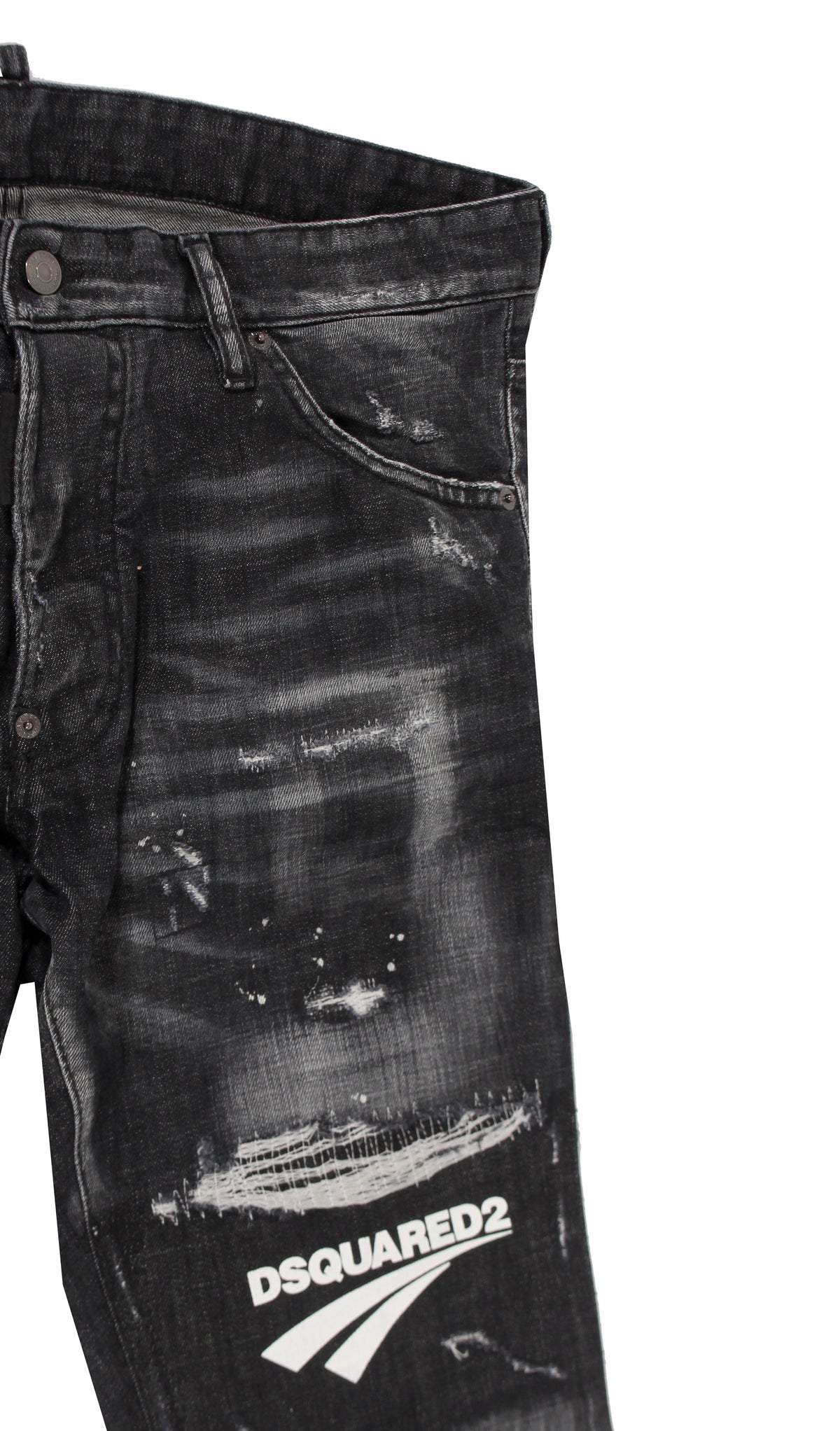 Dsquared2 Thigh Logo 5 Pocket Denim - Black