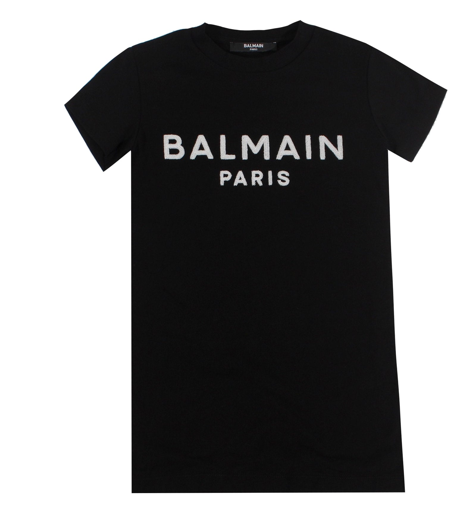 Balmain Paris Girls Short Sleeve T-Shirt Dress in black