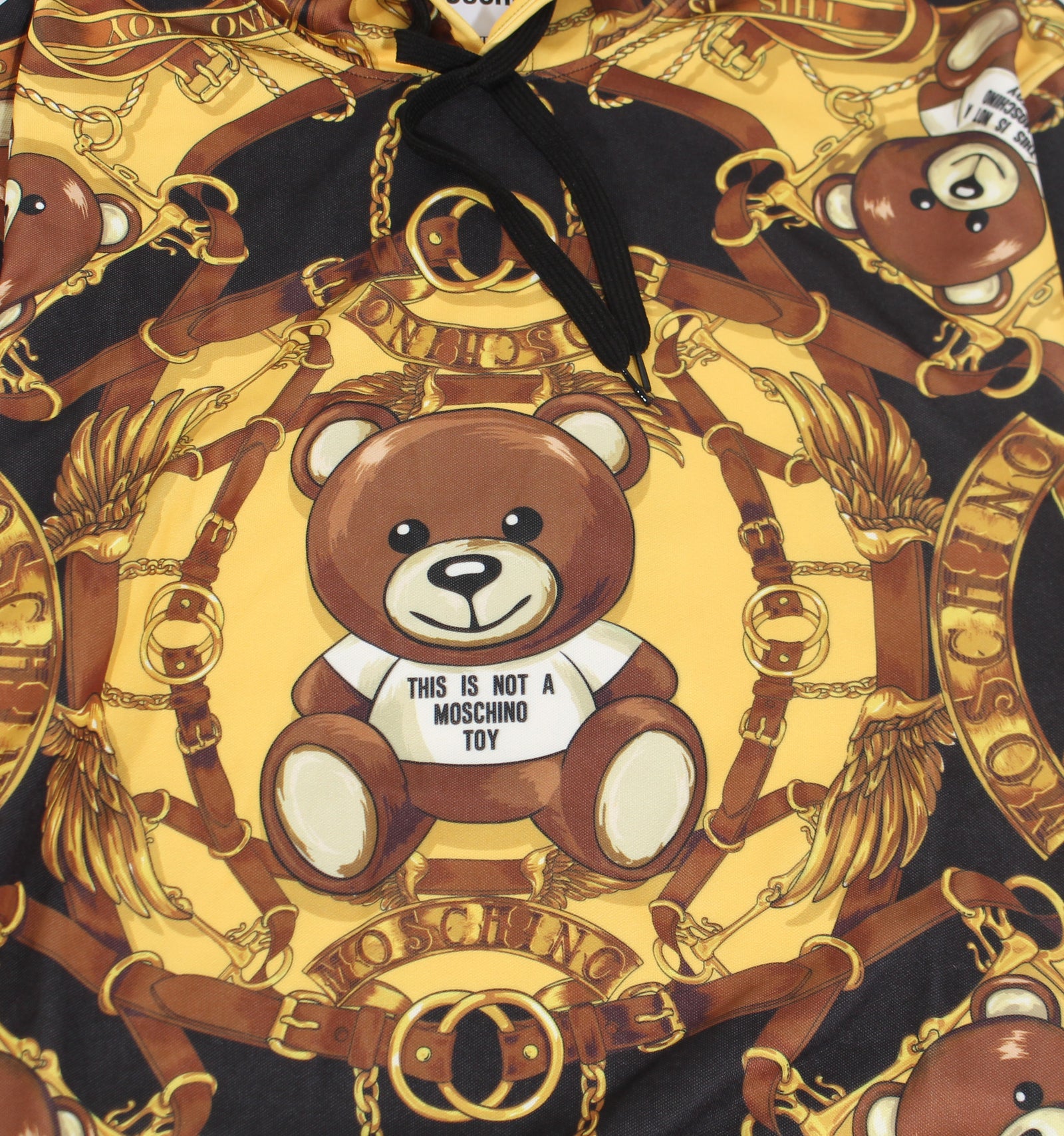 Moschino Teddy Sweatshirt Hoodie in Black and Gold – view 2 of 3