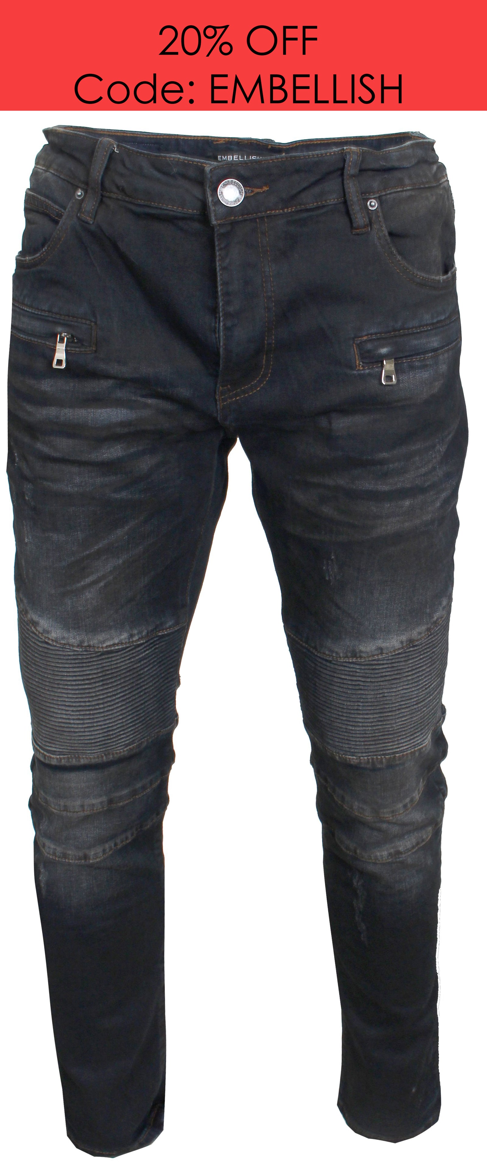 Embellish Men's Clemente Biker Denim - Charcoal – view 1 of 3