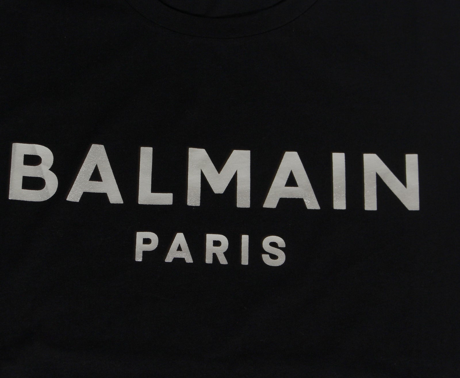 Balmain Paris Foil Logo T-Shirt in black and silver — alternate view