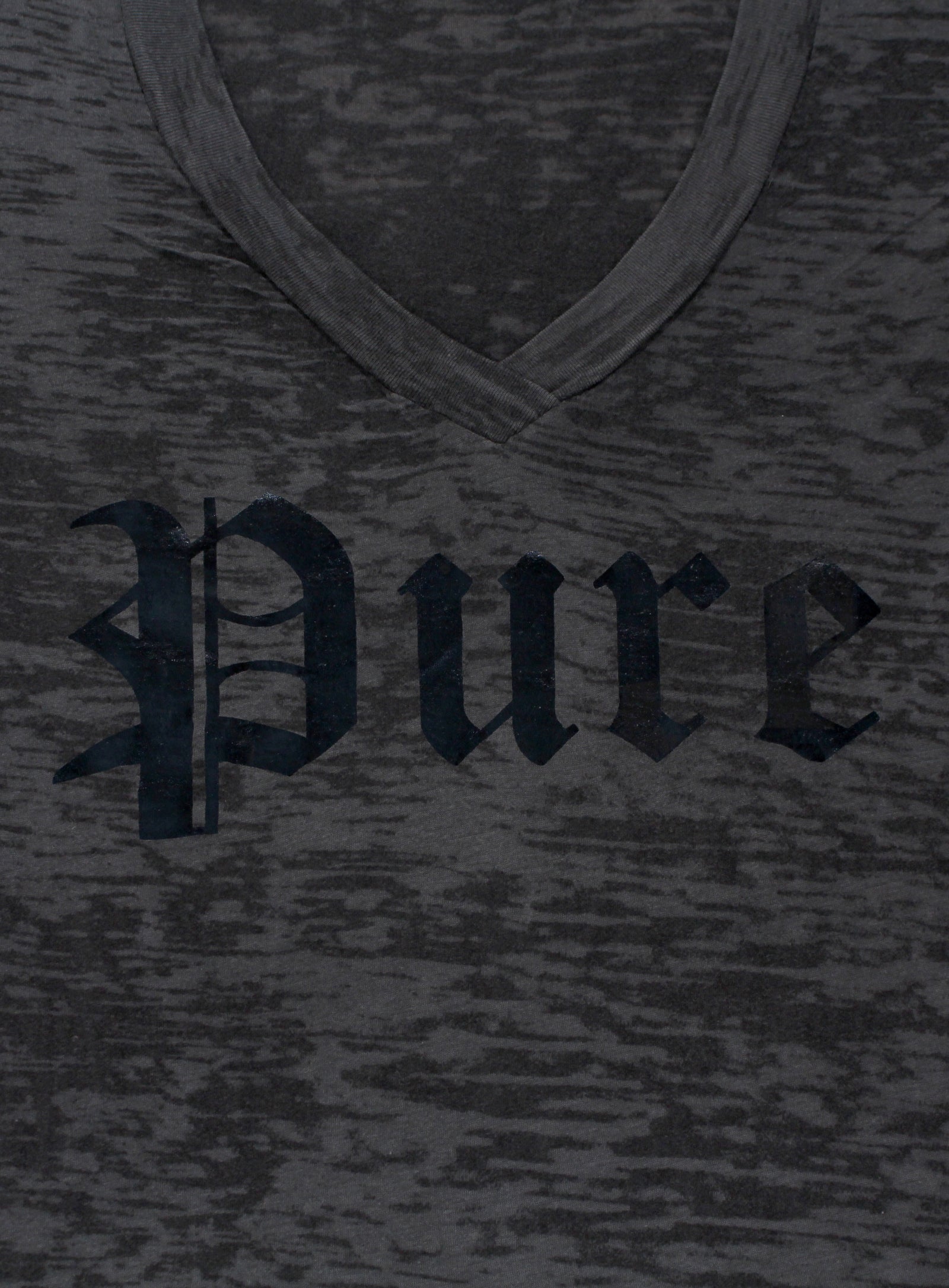 Pure V-Neck Tee with Black Logo in grey – view 3 of 3