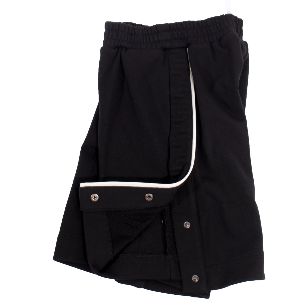 Track Shorts With Side Snap and Logo Trim - Black